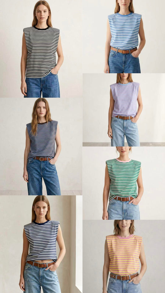 Bo gestreepte mouwloze top