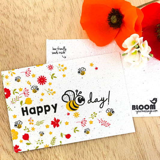 Flowering greeting card - Happy bee Day!