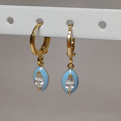 Blue drop earrings.