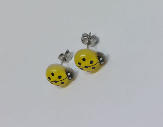 Yellow ladybug earrings