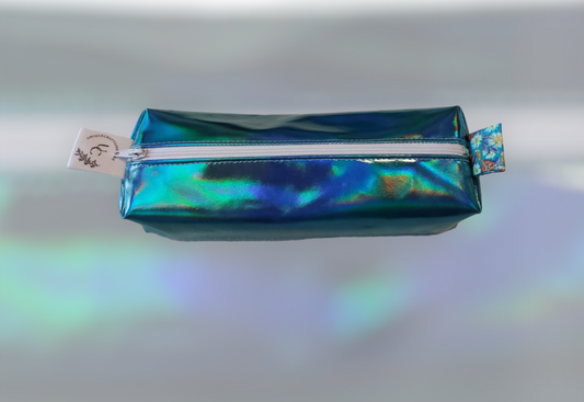 Blue holographic pencil case