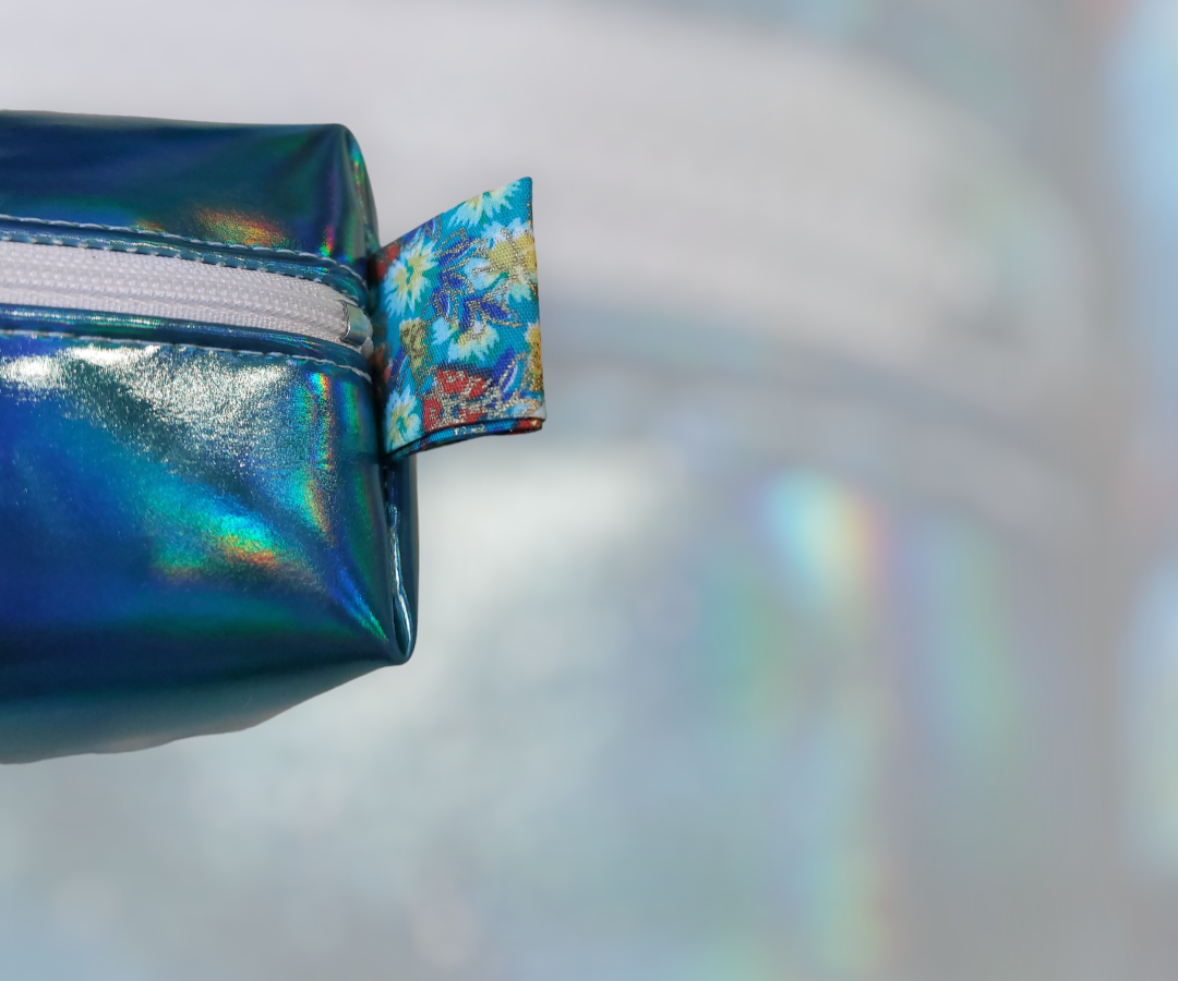 Blue holographic pencil case