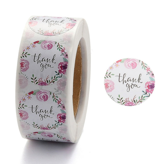 Thankyou sticker roll flowers