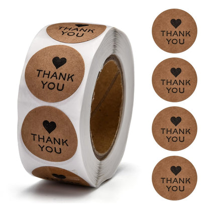 Thankyou sticker roll kraft with heart