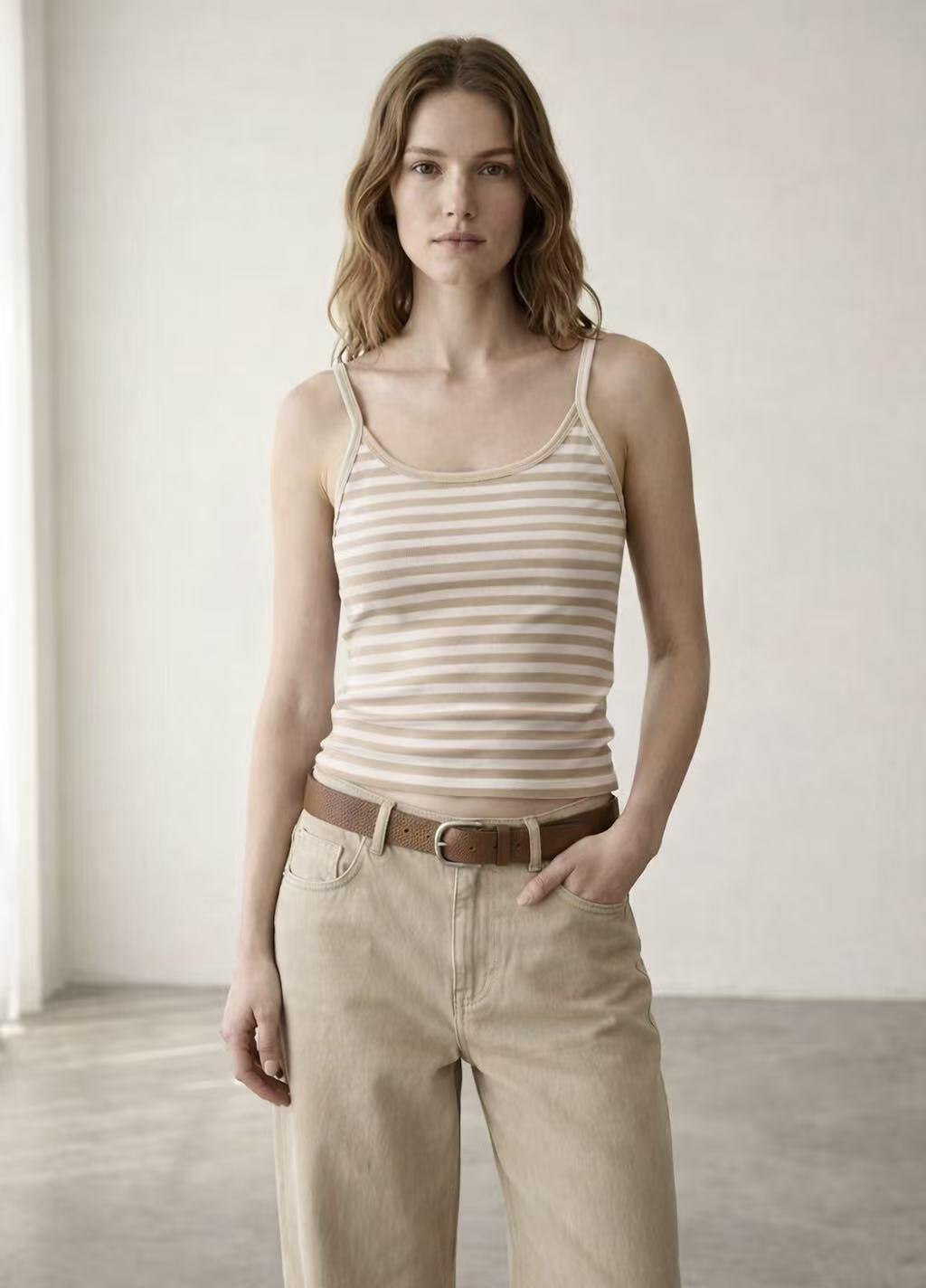Liv Striped Basic Top with thin straps