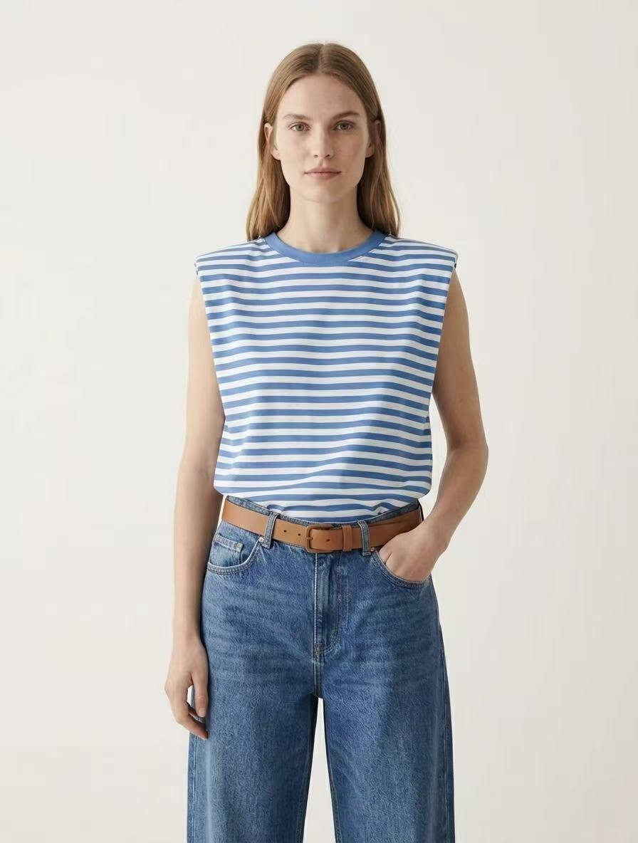 Bo gestreepte mouwloze top