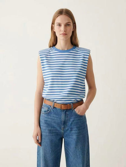 Bo gestreepte mouwloze top