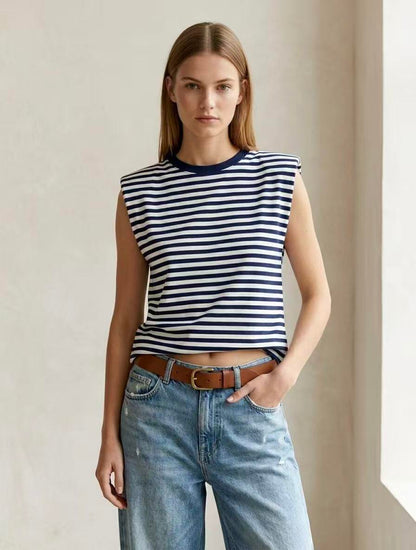 Bo gestreepte mouwloze top