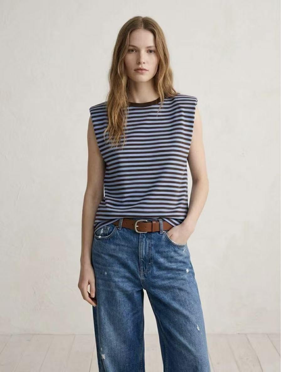Bo gestreepte mouwloze top