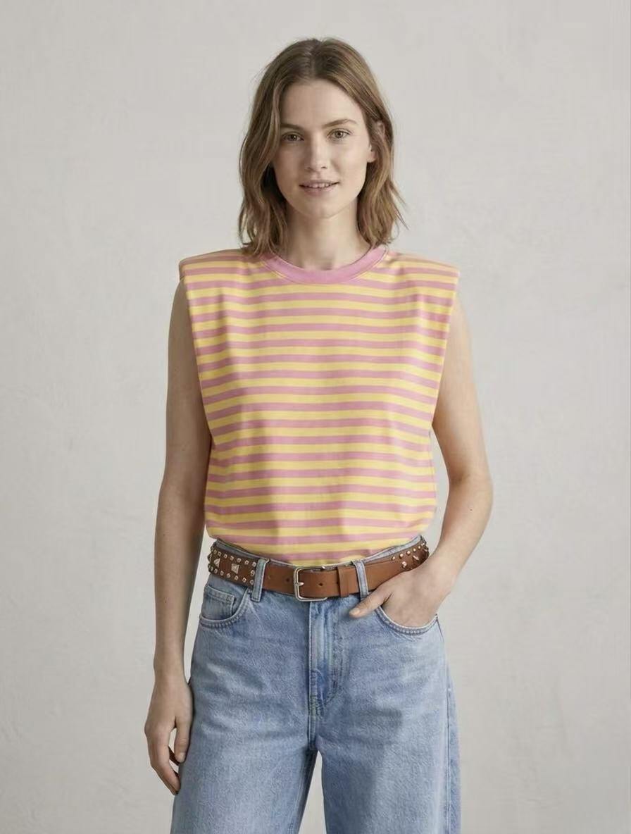 Bo gestreepte mouwloze top