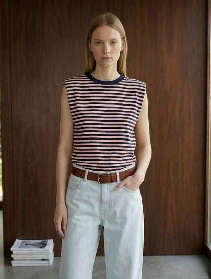 Bo gestreepte mouwloze top