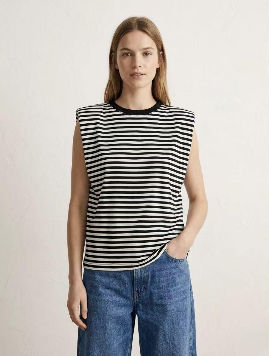 Bo gestreepte mouwloze top
