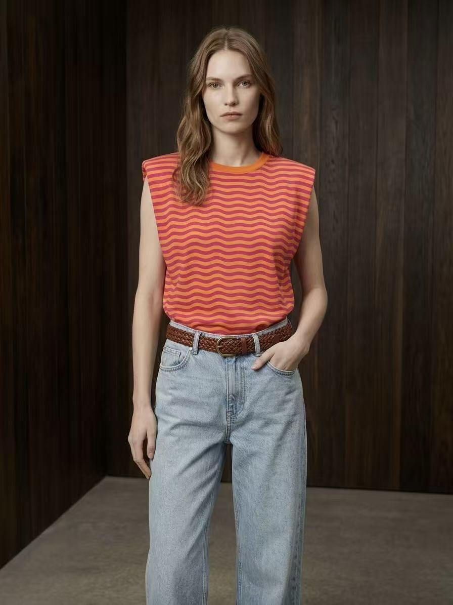 Bo gestreepte mouwloze top