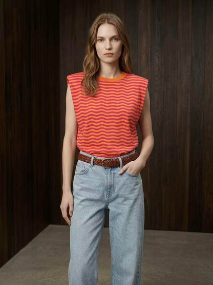 Bo gestreepte mouwloze top