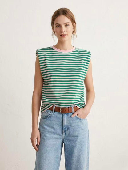 Bo gestreepte mouwloze top