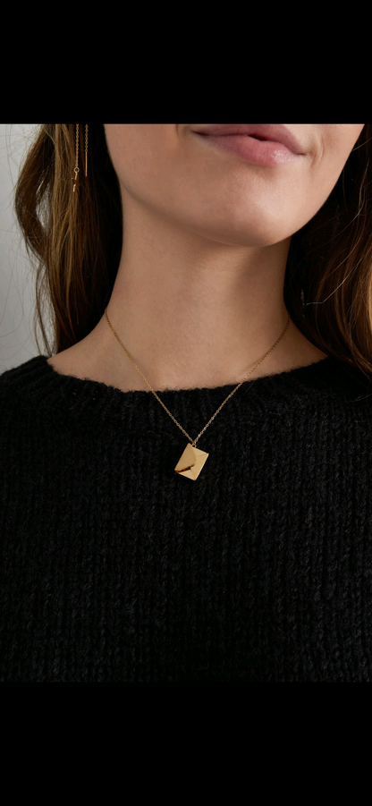 Envelop ketting met boodschap goud