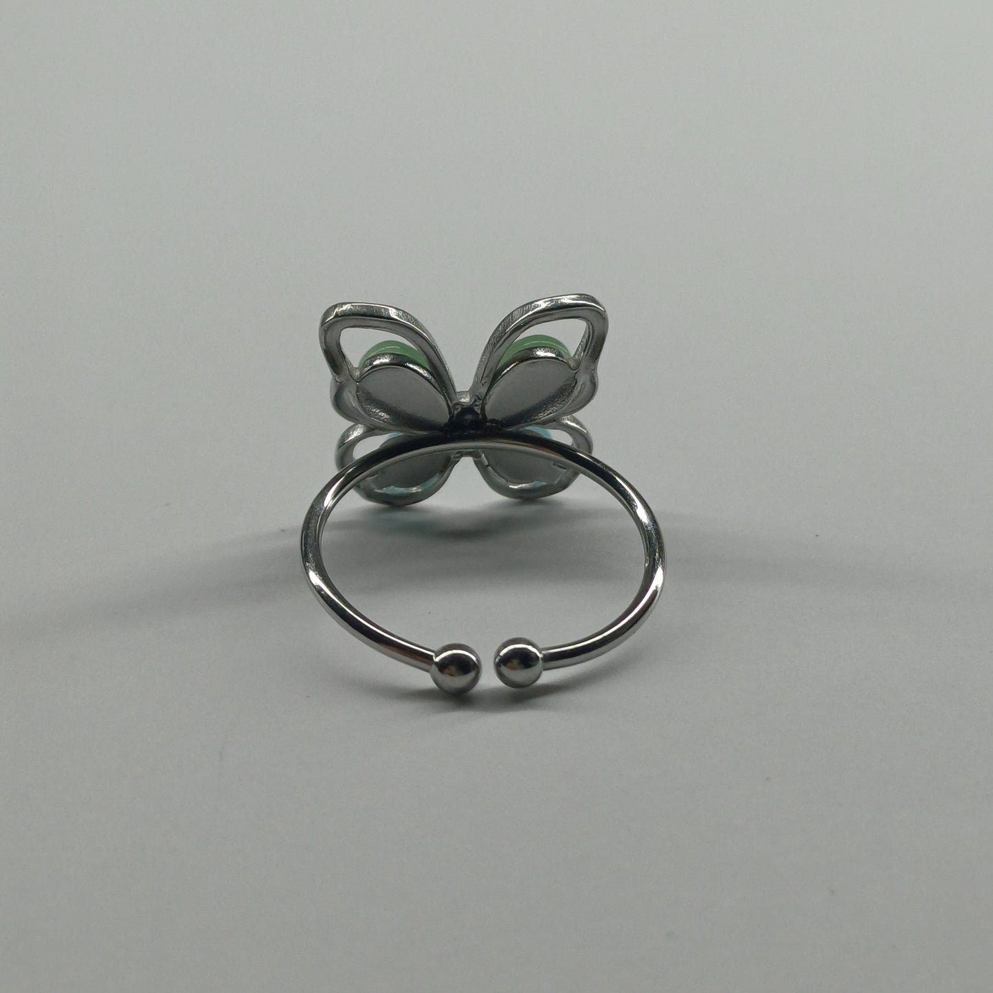 Sage butterfly ring silver