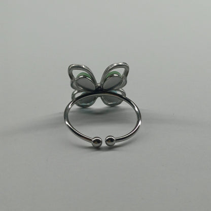 Sage butterfly ring silver