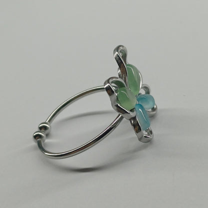 Sage butterfly ring silver