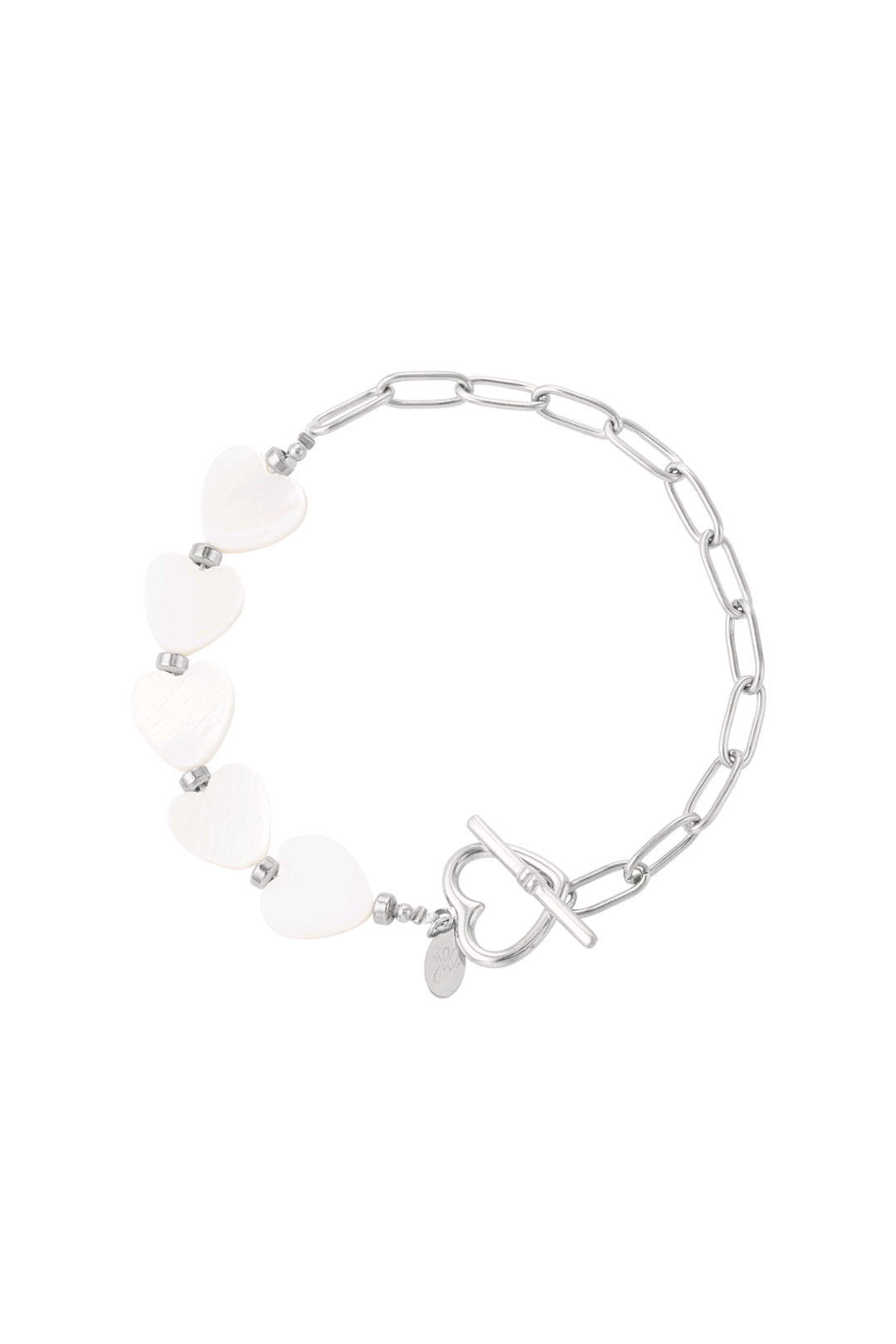 Armband met schelpen hartjes