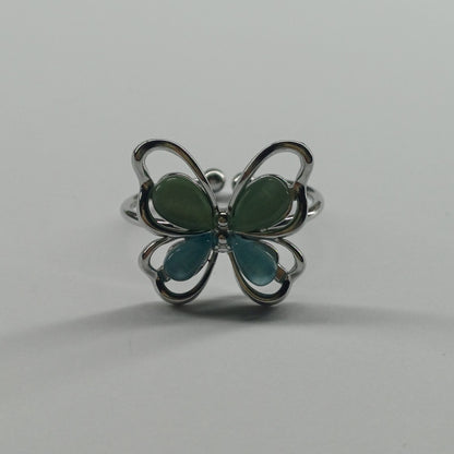 Sage butterfly ring silver