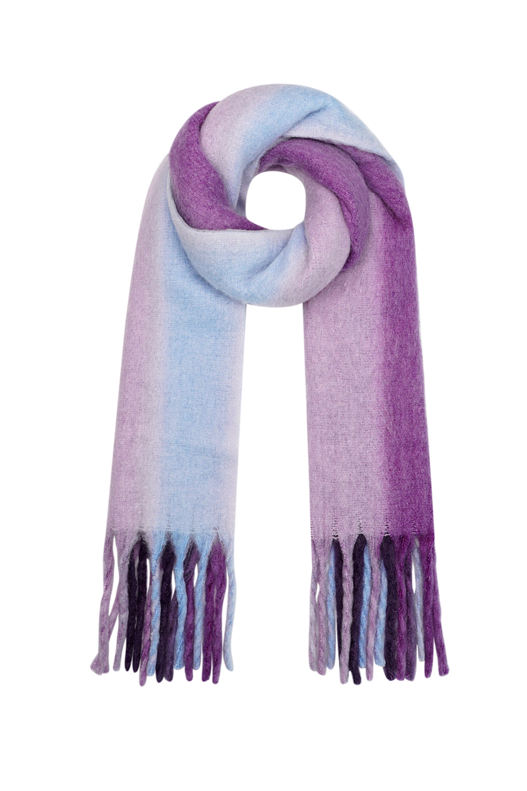 Wintersjaal ombré blauw/paars