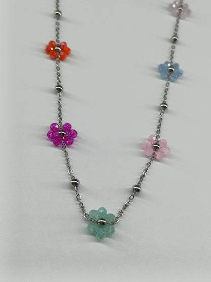 Multi bloemen ketting