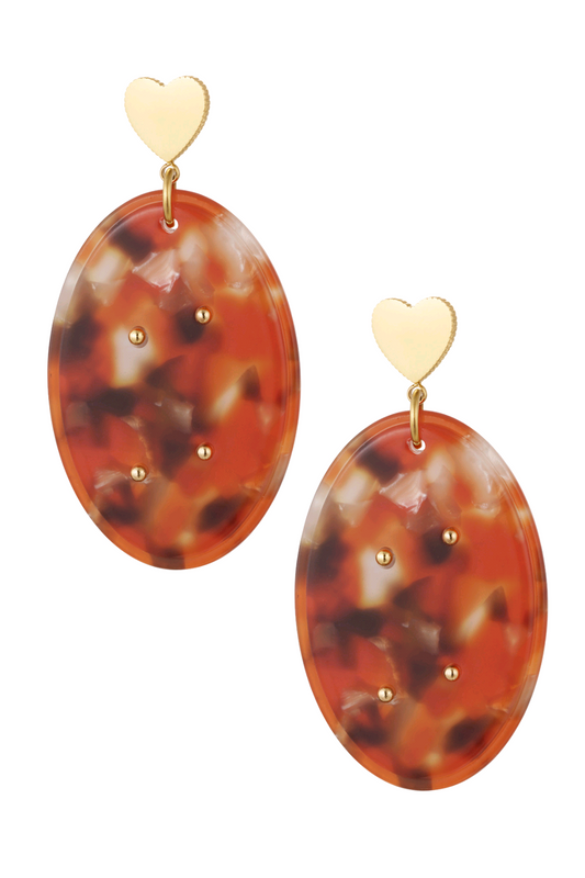 Oorbellen hart en ovaal studs rood