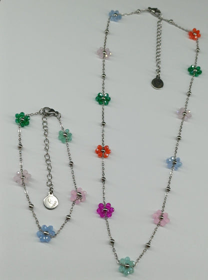 Multi bloemen ketting