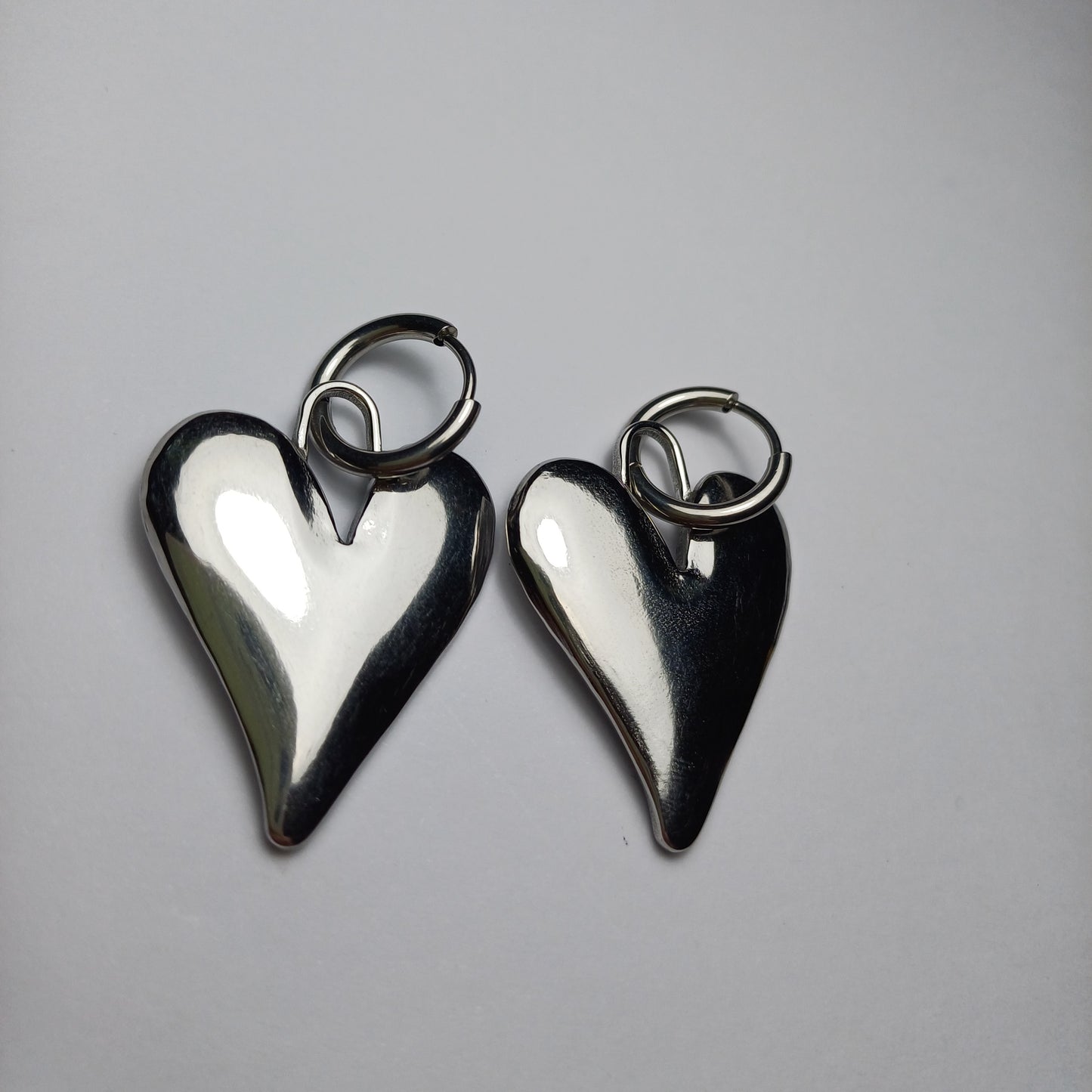 Big heart earrings silver