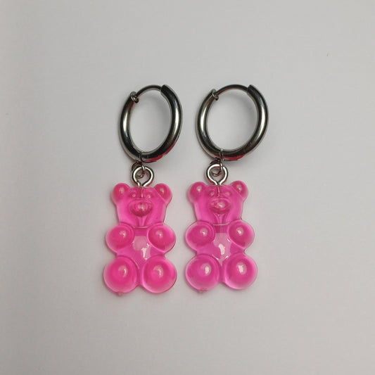 Pink gummy bear earrings