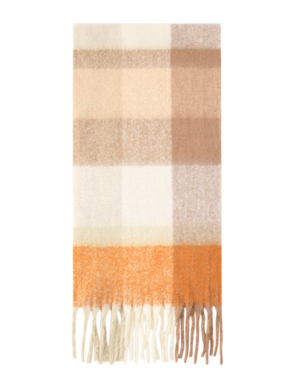 Beige & Orange Check Scarf