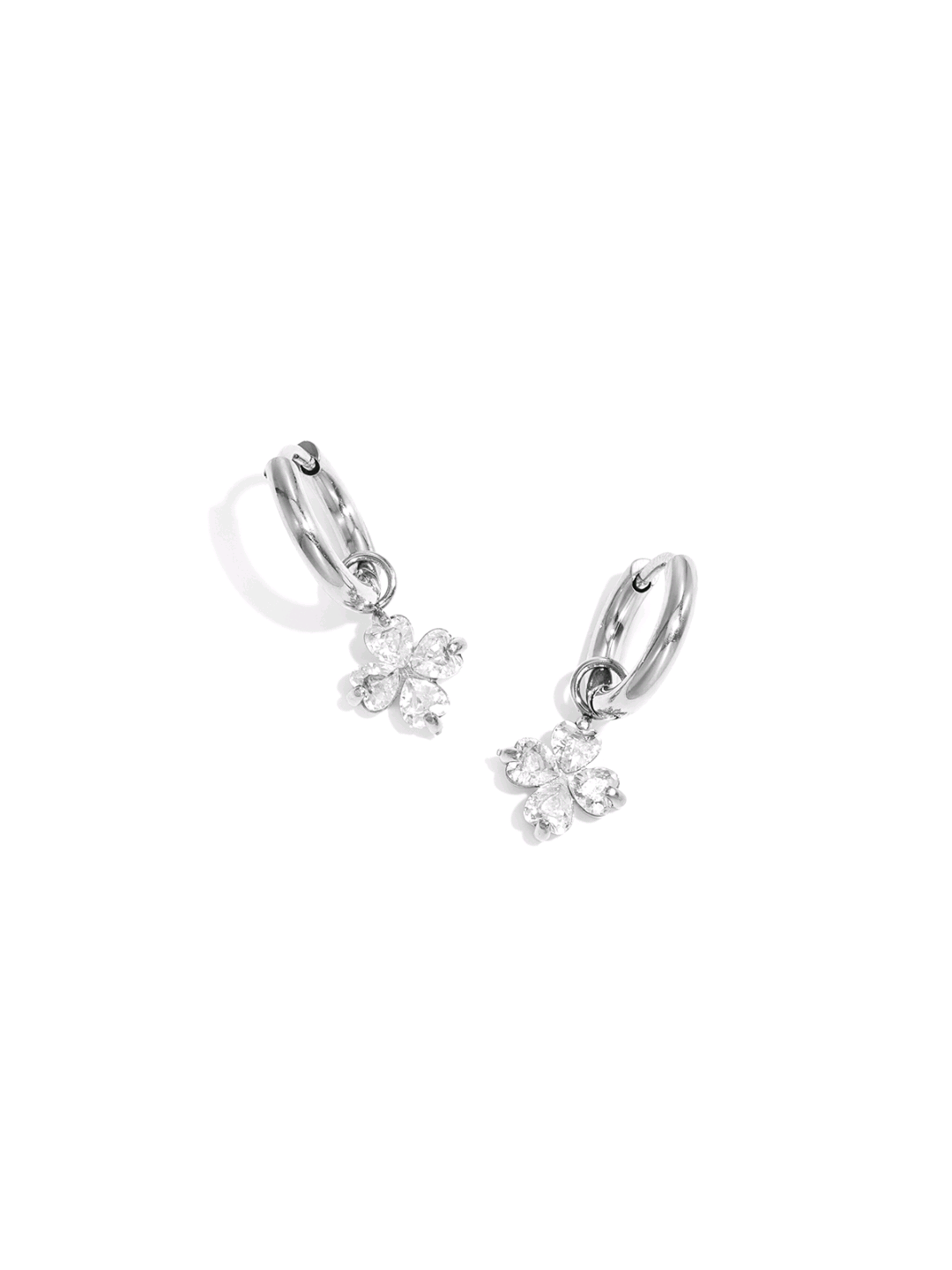 Sparkling Clover earrings silver