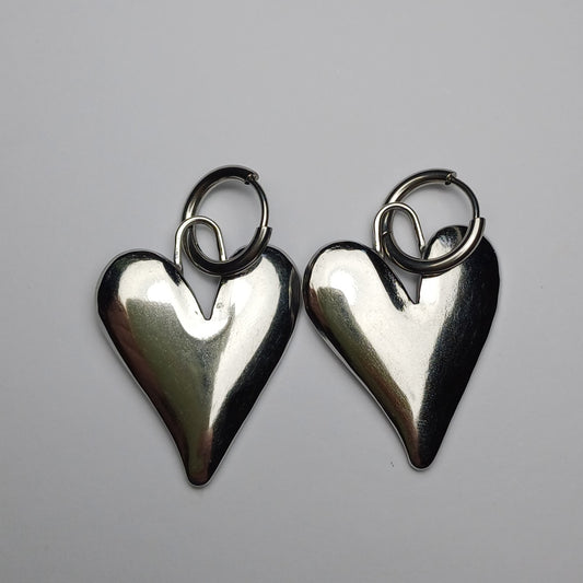 Big heart earrings silver