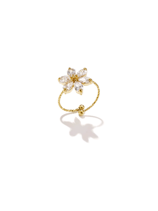 Sparkling Flower Ring gold